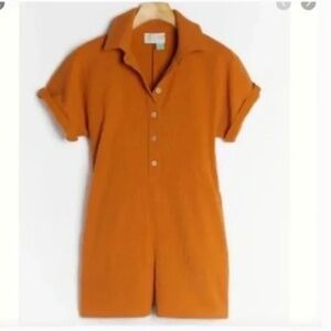 Michaela Textured Henley Shorts Hipster Hippie Boho Peasant Art Collared Romper